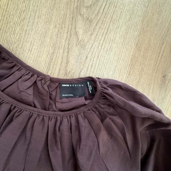 ASOS Elegant Ruffle Sleeve Top - Brown - Picture 2 of 5